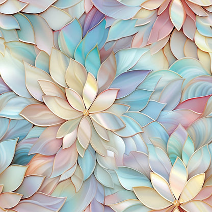 Iridescent Floral Mosaic Tiles Pattern 16 Quilting Cotton Fabric
