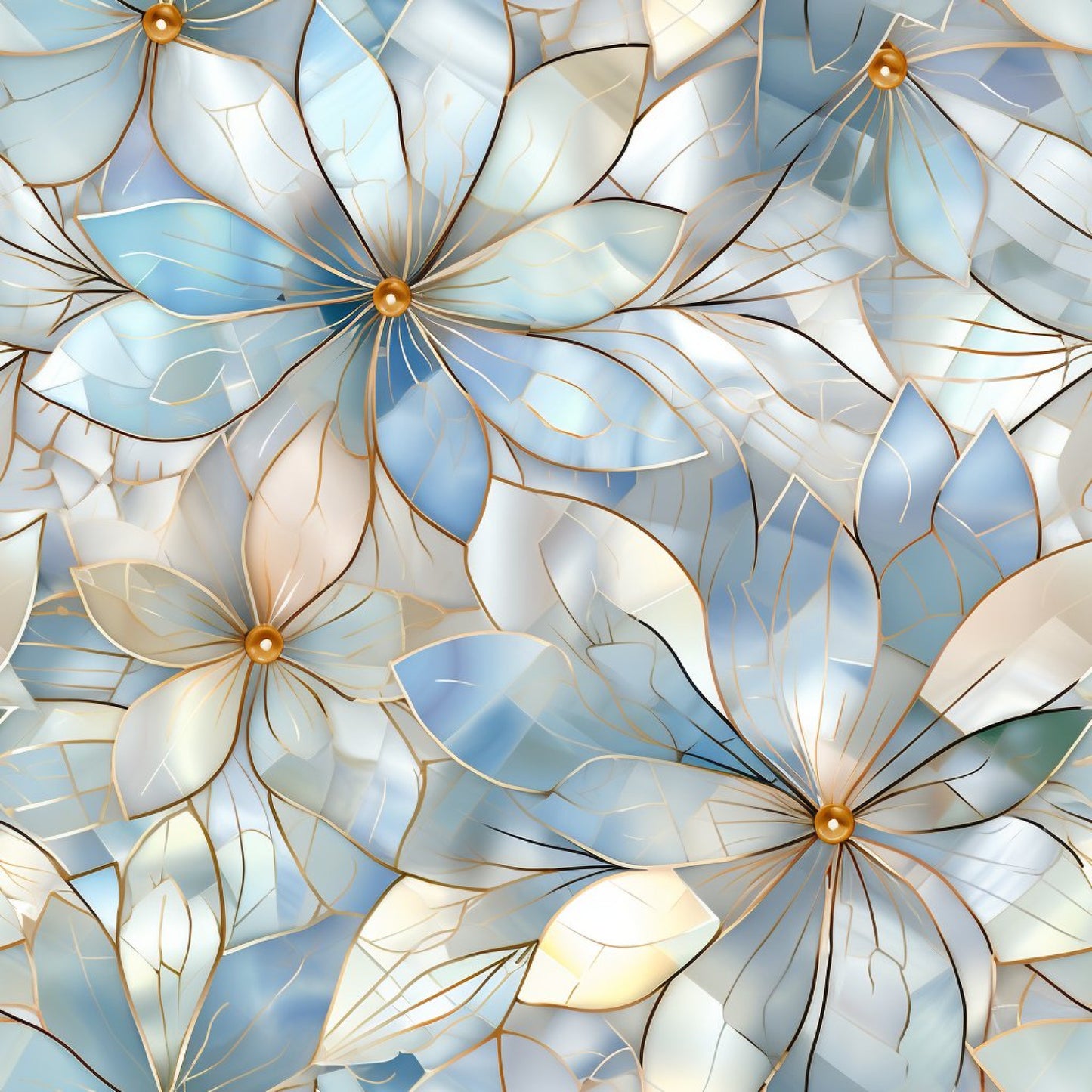Iridescent Floral Mosaic Tiles Pattern 2 Quilting Cotton Fabric