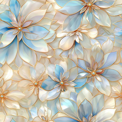 Iridescent Floral Mosaic Tiles Pattern 7 Quilting Cotton Fabric