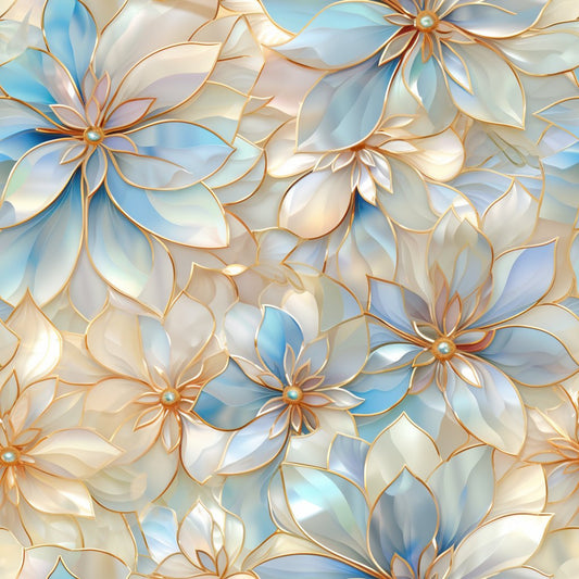 Iridescent Floral Mosaic Tiles Pattern 7 Quilting Cotton Fabric