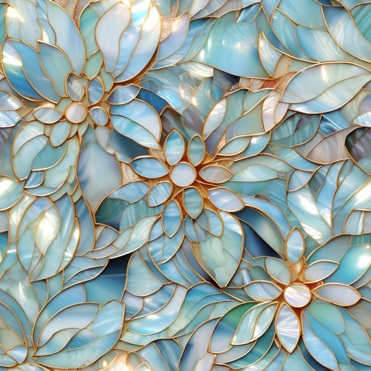 Iridescent Floral Mosaic Tiles Pattern 8 Quilting Cotton Fabric