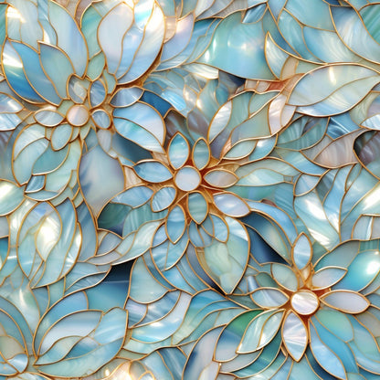 Iridescent Floral Mosaic Tiles Pattern 8 Quilting Cotton Fabric