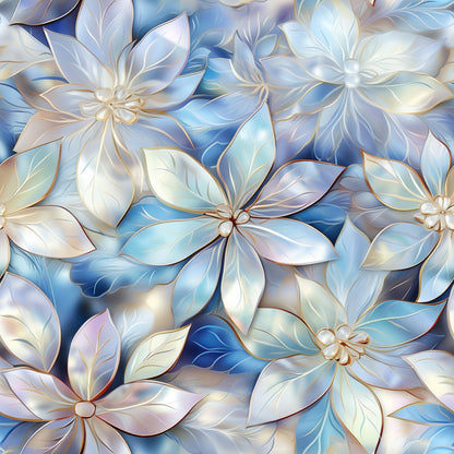 Iridescent Floral Mosaic Tiles Pattern 9 Quilting Cotton Fabric