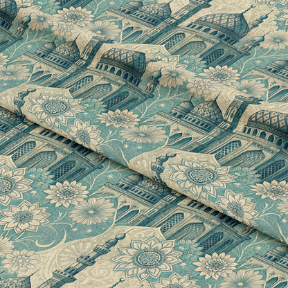 Islamic Blue Pattern 10 Quilting Cotton Fabric