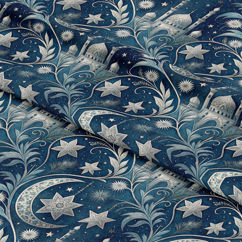 Islamic Dark Blue Pattern 11 Quilting Cotton Fabric