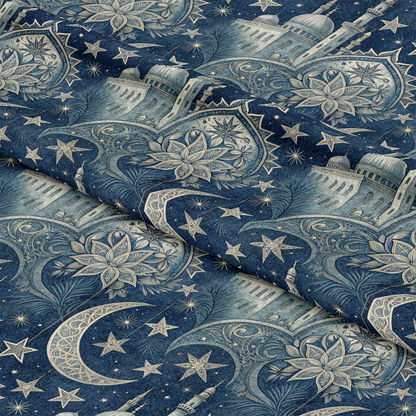 Islamic Dark Blue Pattern 2 Quilting Cotton Fabric