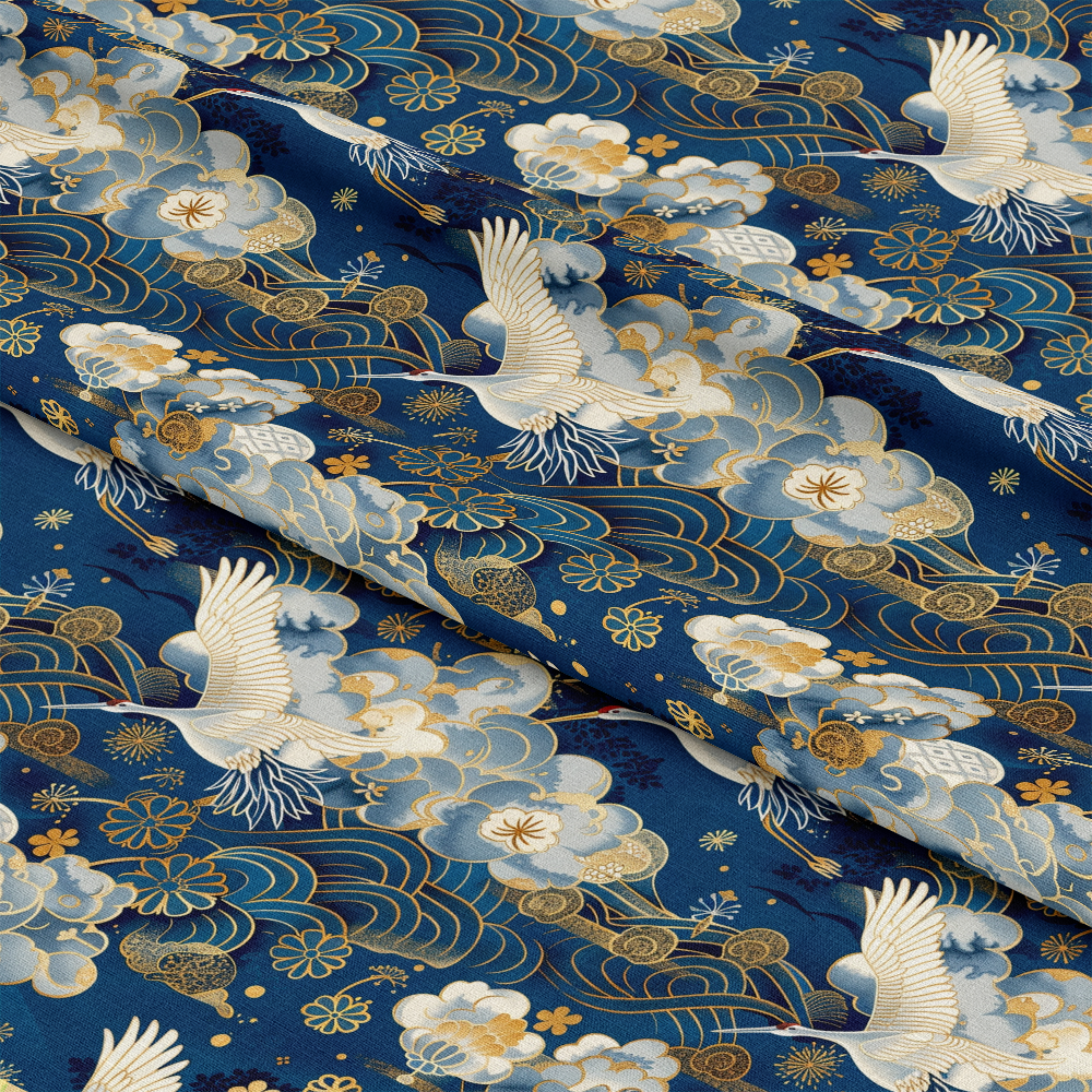 Japanese Cranes Pattern 1 Quilting Cotton Fabric