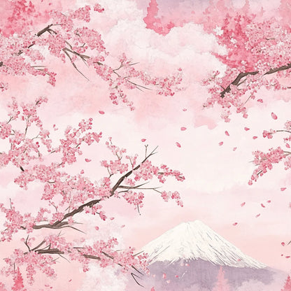 Japanese Cherry Blossom Fuji Pattern 11 Quilting Cotton Fabric