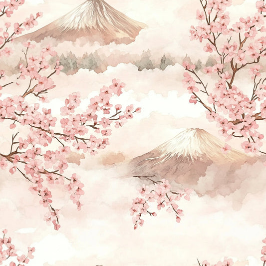 Japanese Cherry Blossom Fuji Pattern 4 Quilting Cotton Fabric