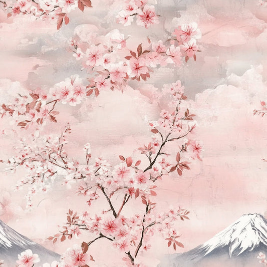 Japanese Cherry Blossom Fuji Pattern 7 Quilting Cotton Fabric