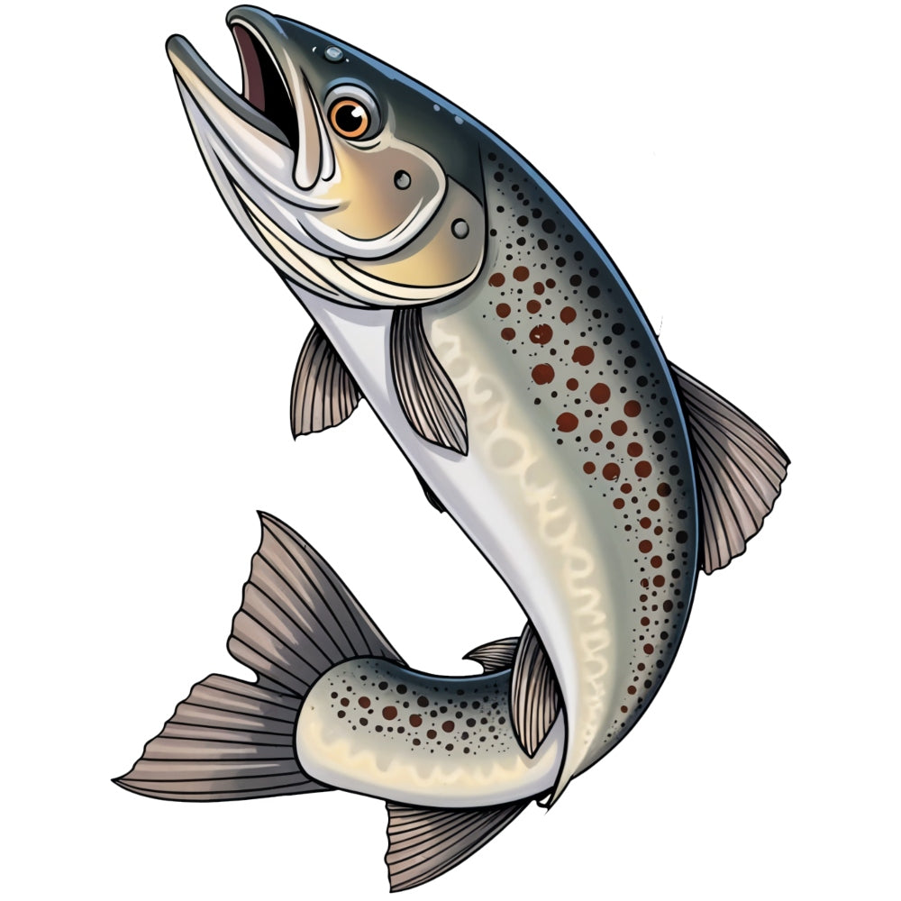 Jumping Trout Fish Fabric Panel 1