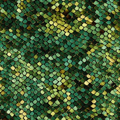 A pattern of overlapping green and yellow hexagonal tiles creates a textured mosaic effect.