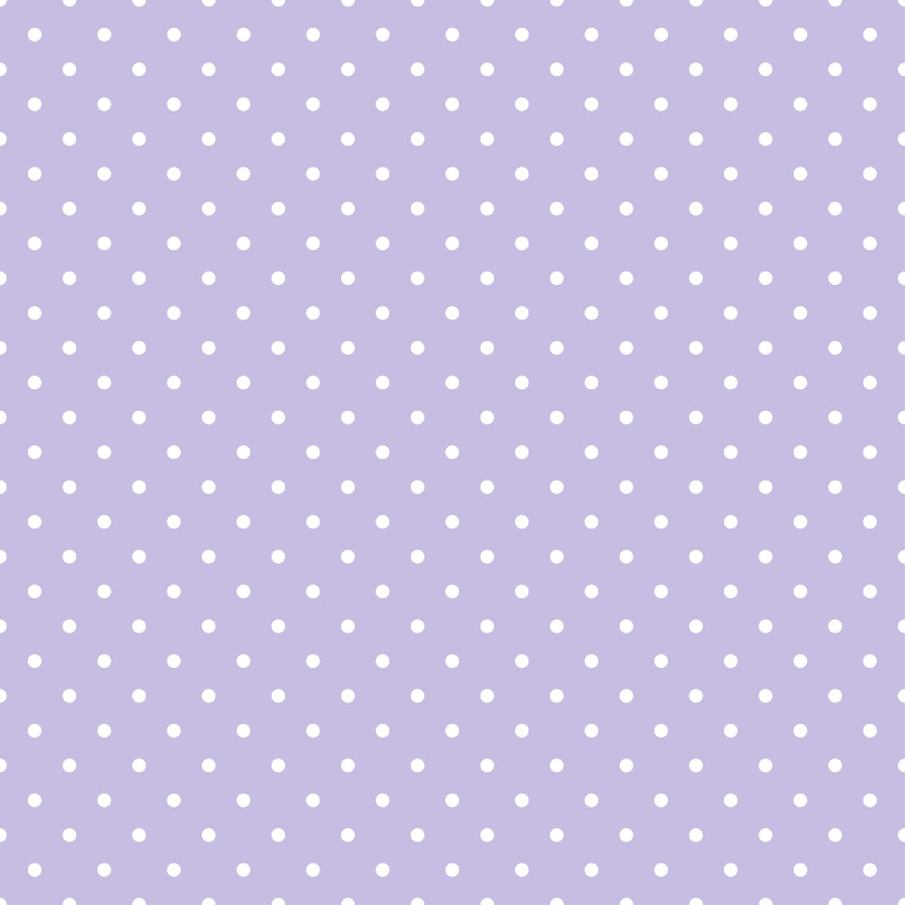 Image of a lavender-colored background with a pattern of evenly spaced white polka dots.