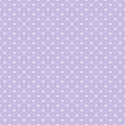 Image of a lavender-colored background with a pattern of evenly spaced white polka dots.