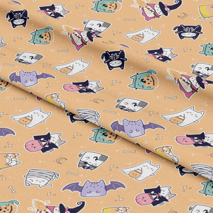 Kawaii Cute Halloween Cats Pattern 8 Quilting Cotton Fabric