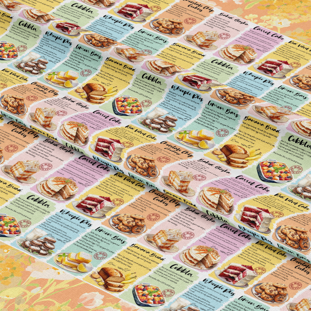 Kitchen Recipes Pattern 1 Quilting Cotton Fabric