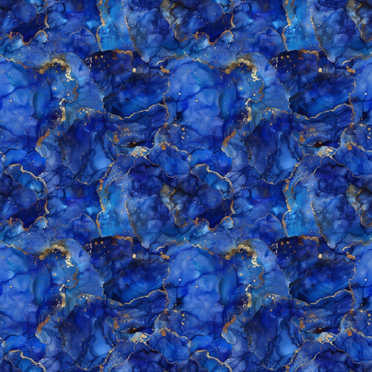 Abstract pattern with swirling blue and gold tones resembling marble or water.