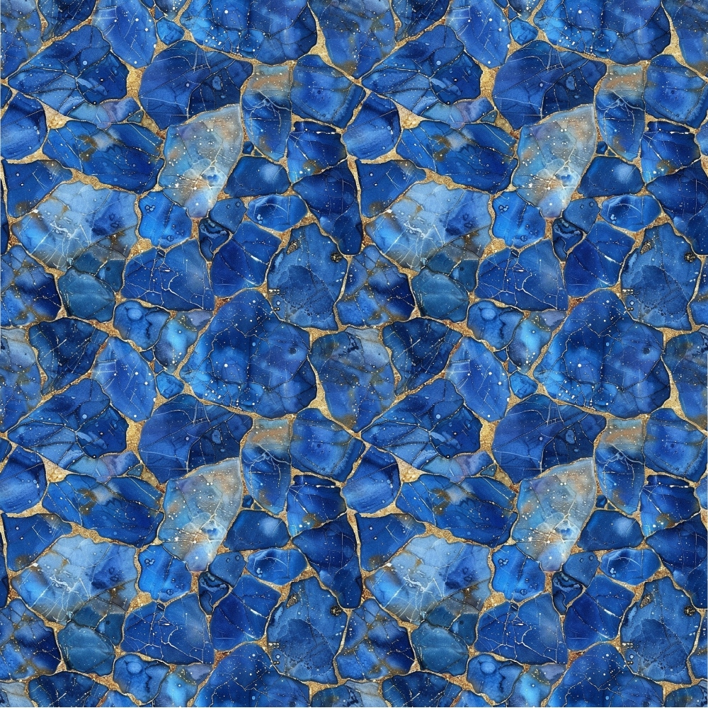 Pattern of irregularly shaped blue stones with gold veins forming a geometric, mosaic-like design.