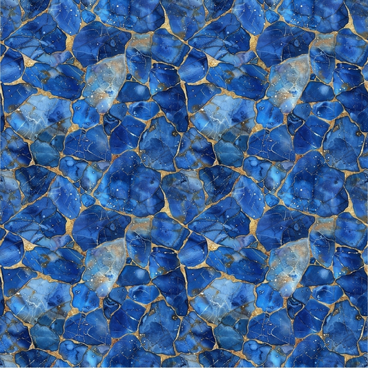 Pattern of irregularly shaped blue stones with gold veins forming a geometric, mosaic-like design.