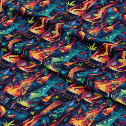 Lava Lamp Cannabis Pattern 10 Quilting Cotton Fabric