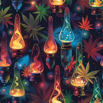 Lava Lamp Cannabis Pattern 11 Quilting Cotton Fabric