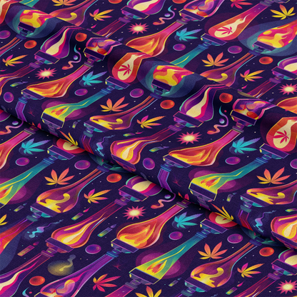 Lava Lamp Cannabis Pattern 12 Quilting Cotton Fabric