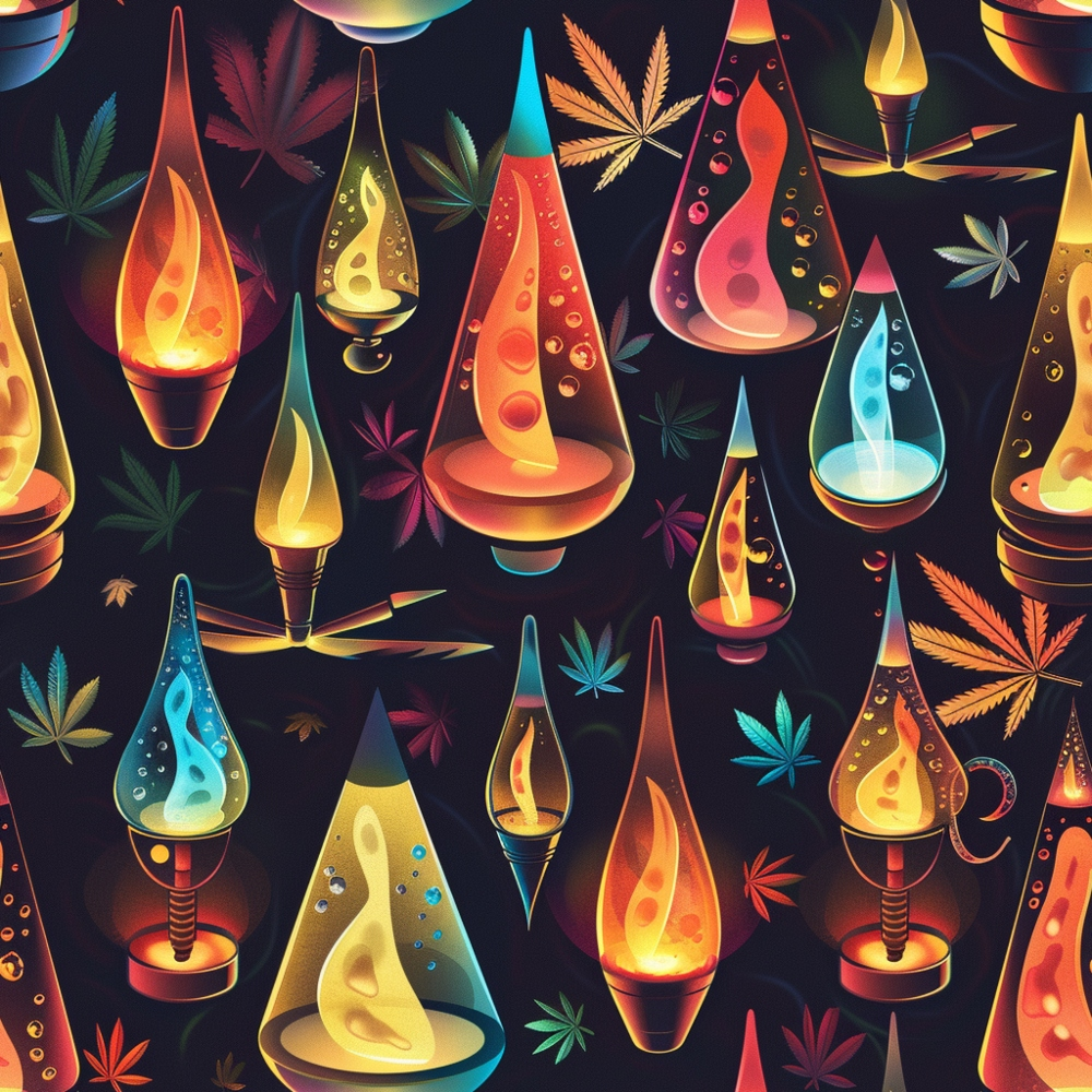 Lava Lamp Cannabis Pattern 13 Quilting Cotton Fabric