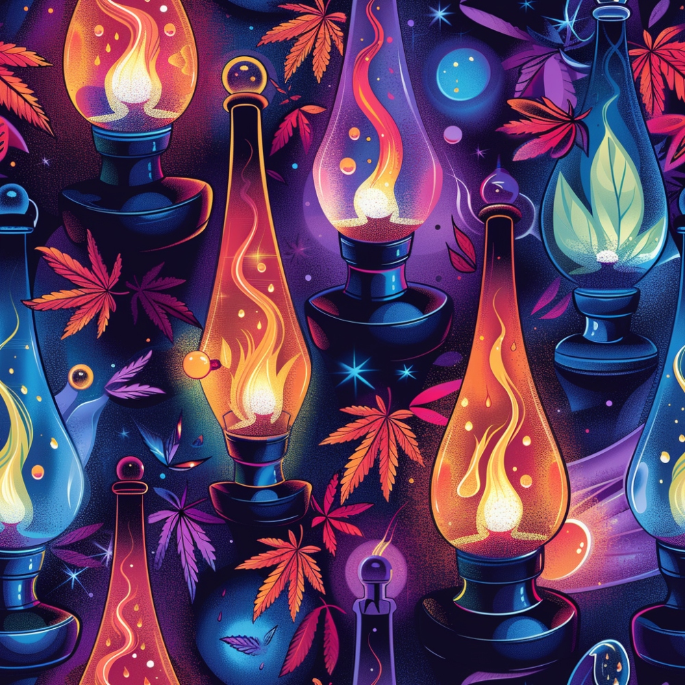 Lava Lamp Cannabis Pattern 15 Quilting Cotton Fabric