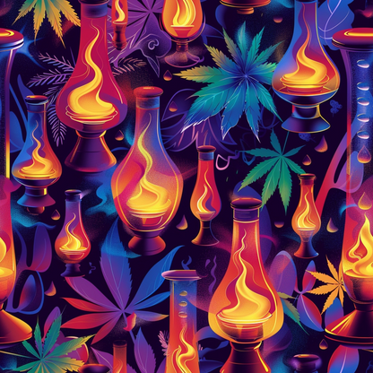 Lava Lamp Cannabis Pattern 2 Quilting Cotton Fabric