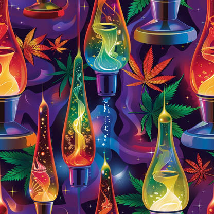 Lava Lamp Cannabis Pattern 4 Quilting Cotton Fabric