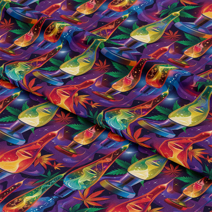 Lava Lamp Cannabis Pattern 4 Quilting Cotton Fabric