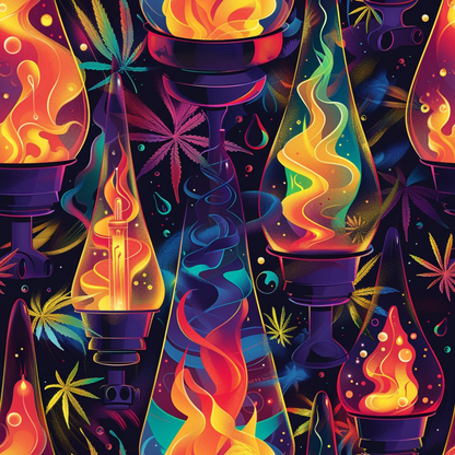 Lava Lamp Cannabis Pattern 6 Quilting Cotton Fabric