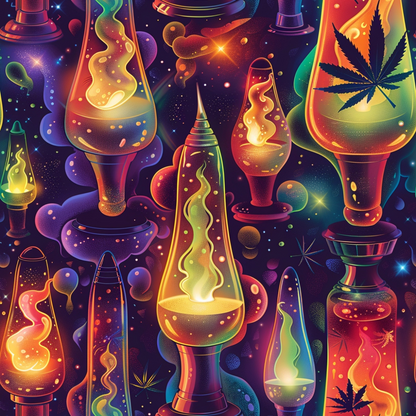 Lava Lamp Cannabis Pattern 8 Quilting Cotton Fabric