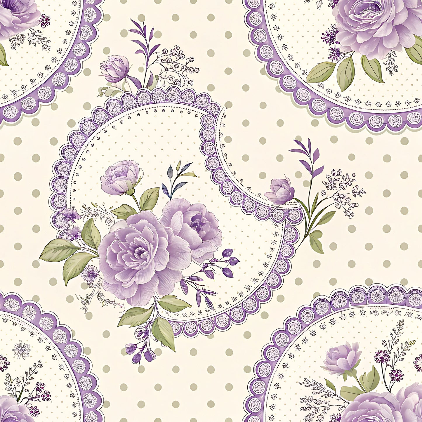 Lavender Cottage Floral Pattern 10 Quilting Cotton Fabric