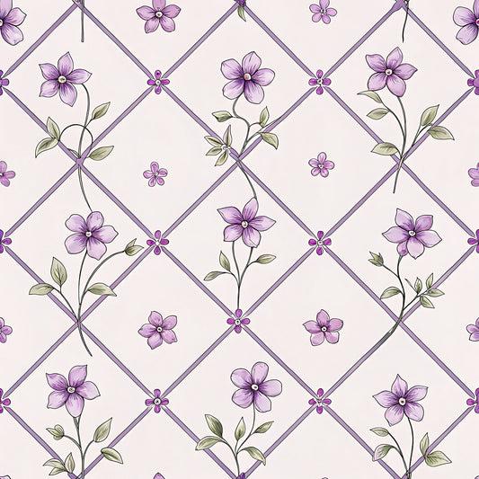 Lavender Cottage Floral Pattern 11 Quilting Cotton Fabric