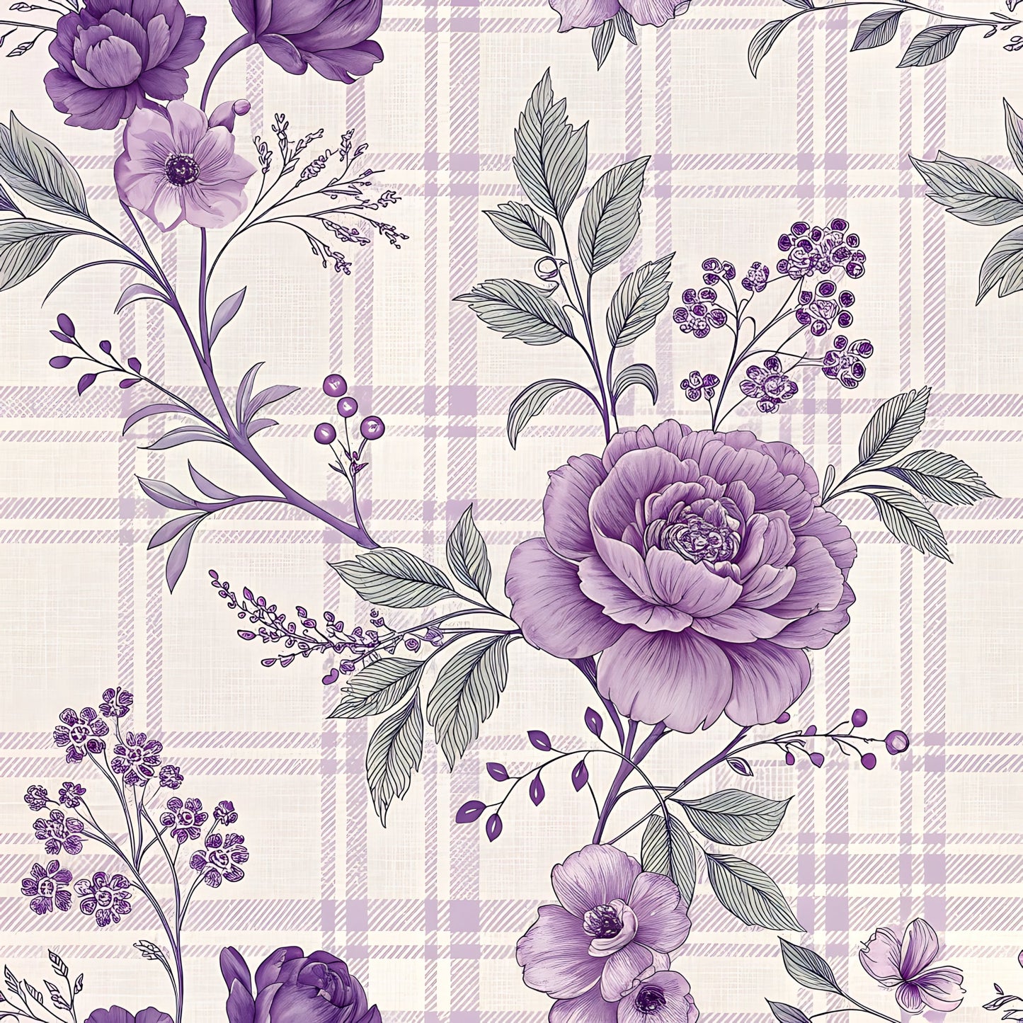 Lavender Cottage Floral Pattern 20 Quilting Cotton Fabric