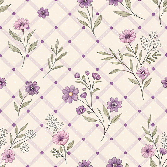 Lavender Cottage Floral Pattern 23 Quilting Cotton Fabric