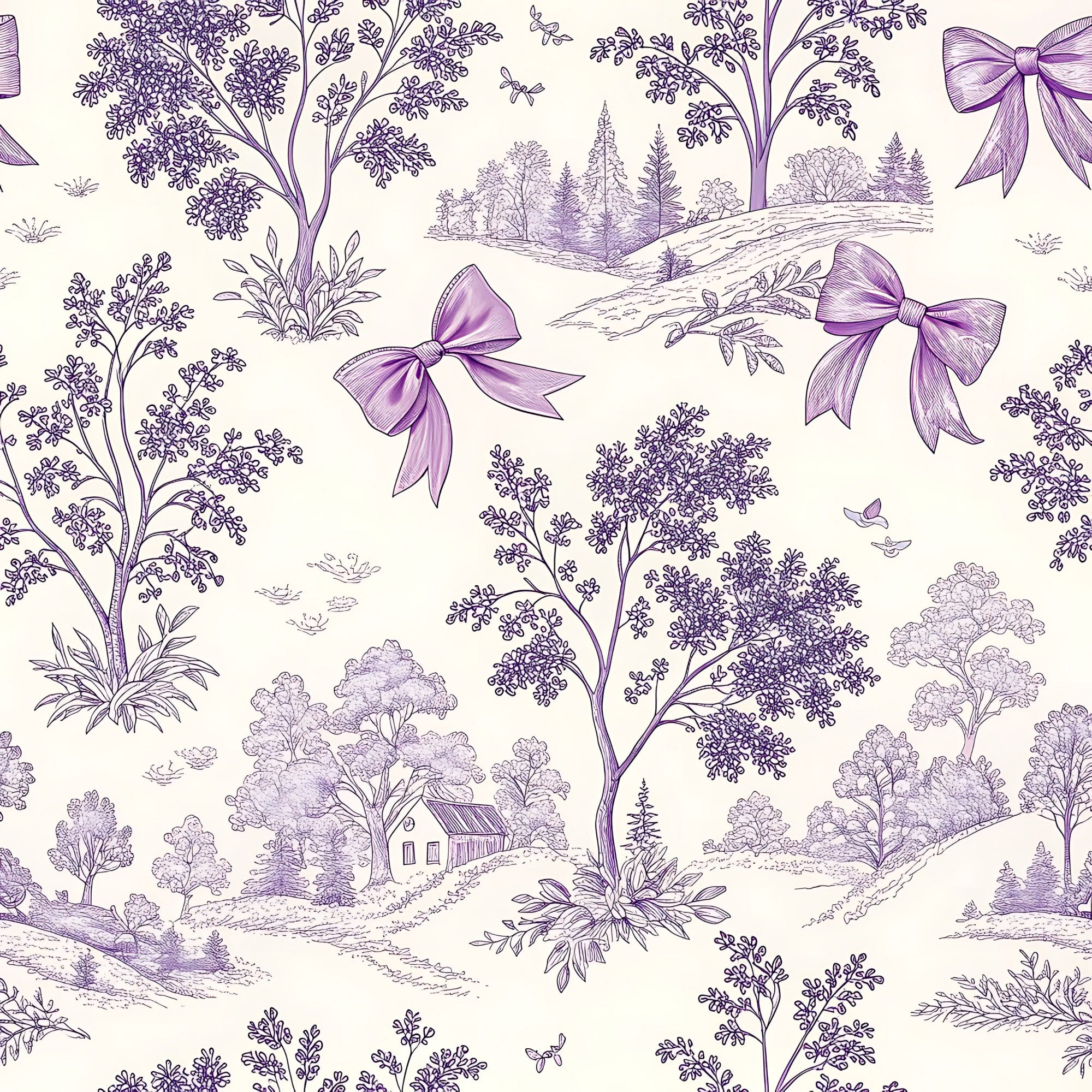 Lavender Cottage Floral Pattern 4 Quilting Cotton Fabric ...