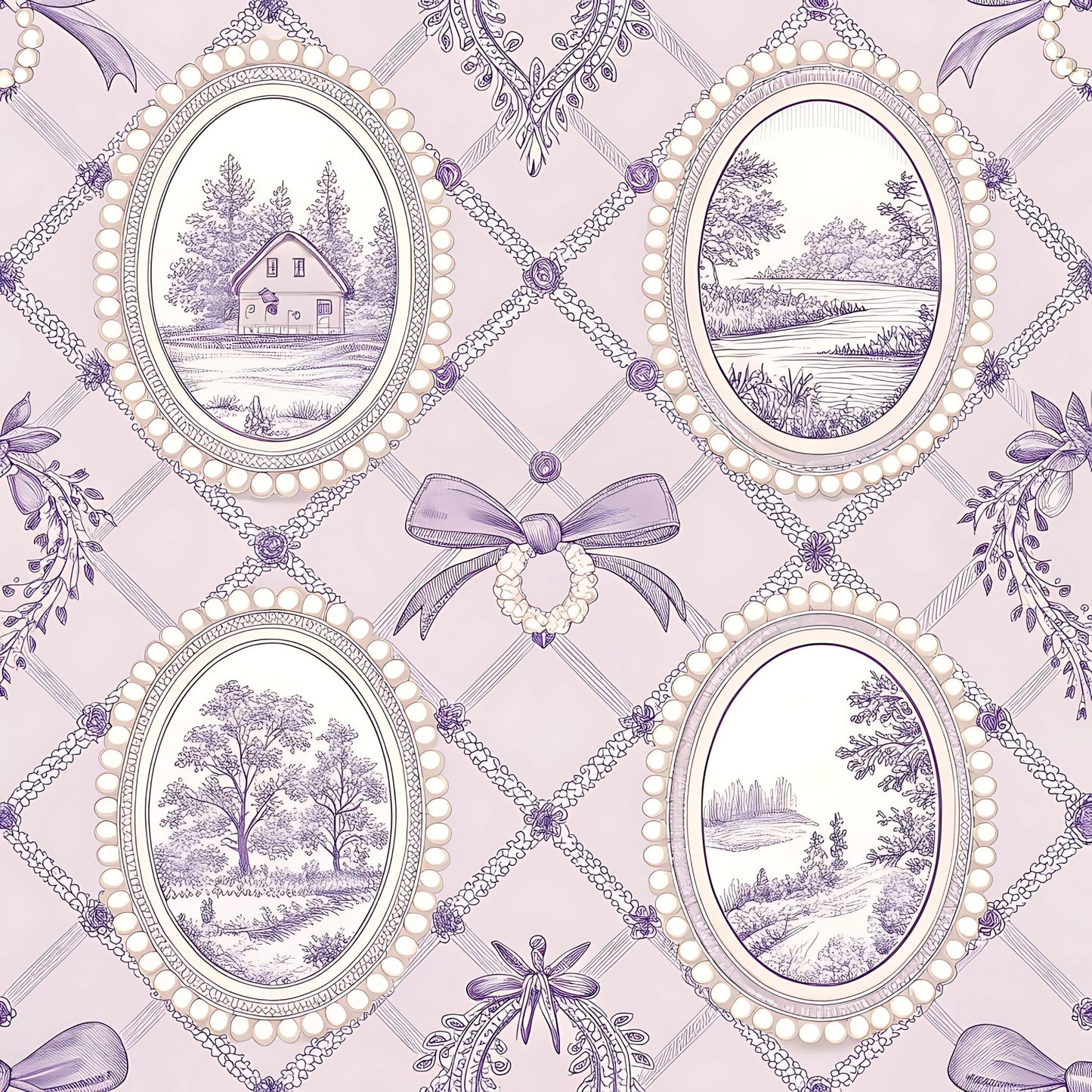 Lavender Cottage Floral Pattern 5 Quilting Cotton Fabric