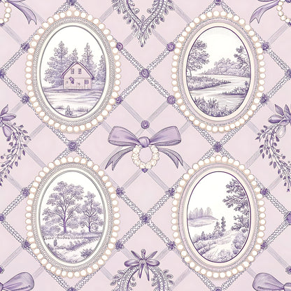 Lavender Cottage Floral Pattern 5 Quilting Cotton Fabric
