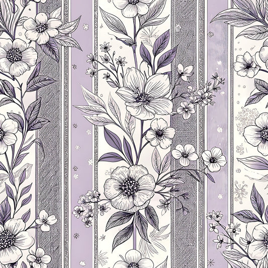 Lavender Vintage Cottagecore Pattern 1 Quilting Cotton Fabric