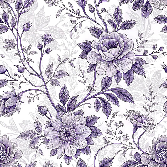 Lavender Vintage Cottagecore Pattern 3 Quilting Cotton Fabric