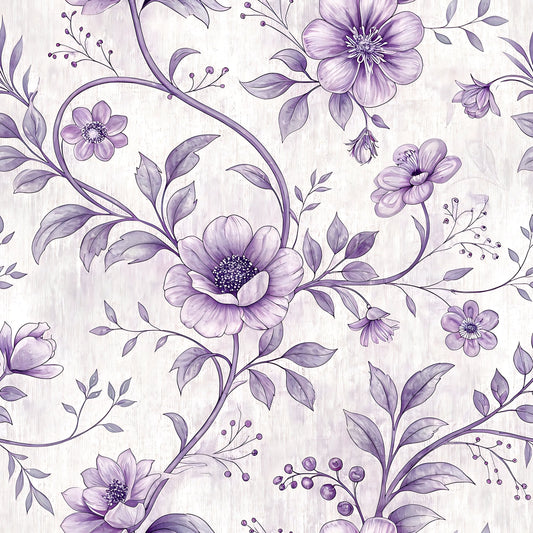 Lavender Vintage Cottagecore Pattern 5 Quilting Cotton Fabric