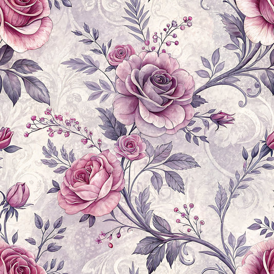 Lavender Vintage Cottagecore Pattern 8 Quilting Cotton Fabric