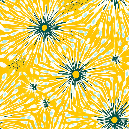 Lemon Burst Pattern 10 Quilting Cotton Fabric