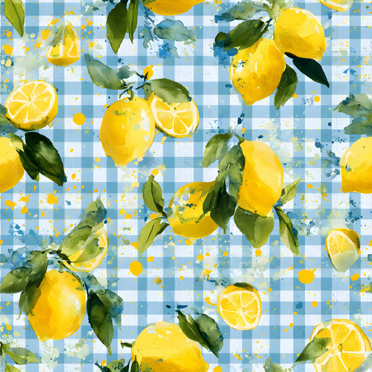 Lemonade Summer Gingham Pattern 1 Quilting Cotton Fabric