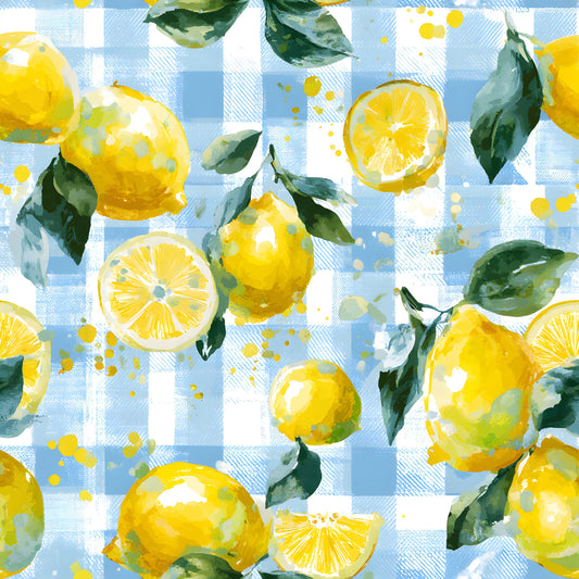 Lemonade Summer Gingham Pattern 2 Quilting Cotton Fabric