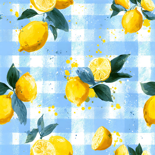 Lemonade Summer Gingham Pattern 3 Quilting Cotton Fabric