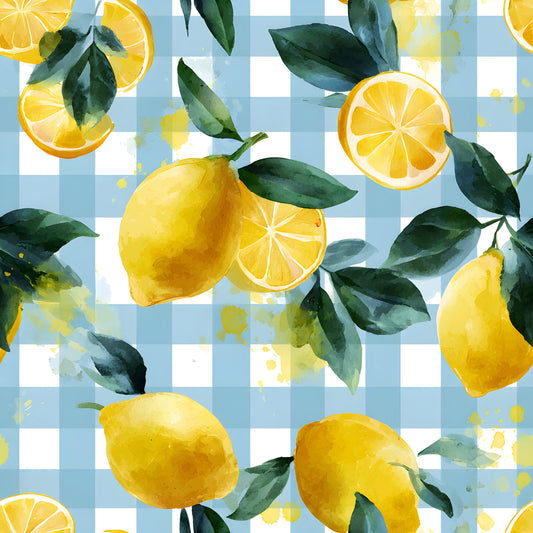 Lemonade Summer Gingham Pattern 4 Quilting Cotton Fabric