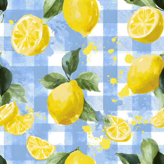Lemonade Summer Gingham Pattern 5 Quilting Cotton Fabric